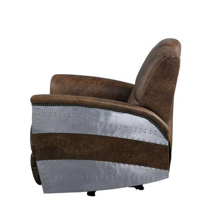 Brancaster - Recliner - Retro Brown Top Grain Leather & Aluminum ACME 