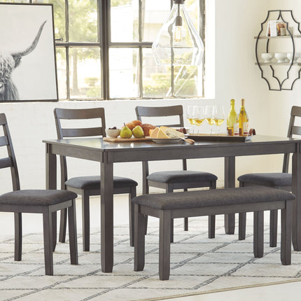 Bridson - Gray - Rect Drm Table Set (Set of 6) Ashley Furniture 