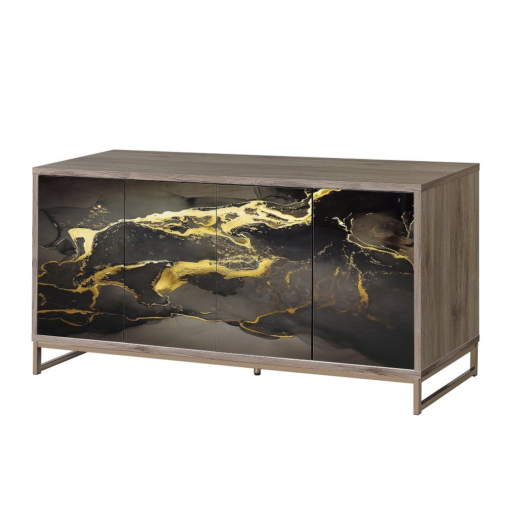 Payo - Console Cabinet - Black Marble Print Oak Champagne - Tony's Home Furnishings