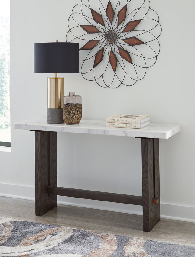 Burkhaus - White / Dark Brown - Sofa Table Signature Design by Ashley® 