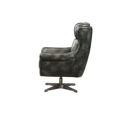 Asotin - Accent Chair - Vintage Black Top Grain Leather ACME 