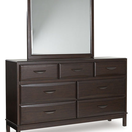 Vanmore - Dark Brown - Dresser And Mirror Benchcraft® 