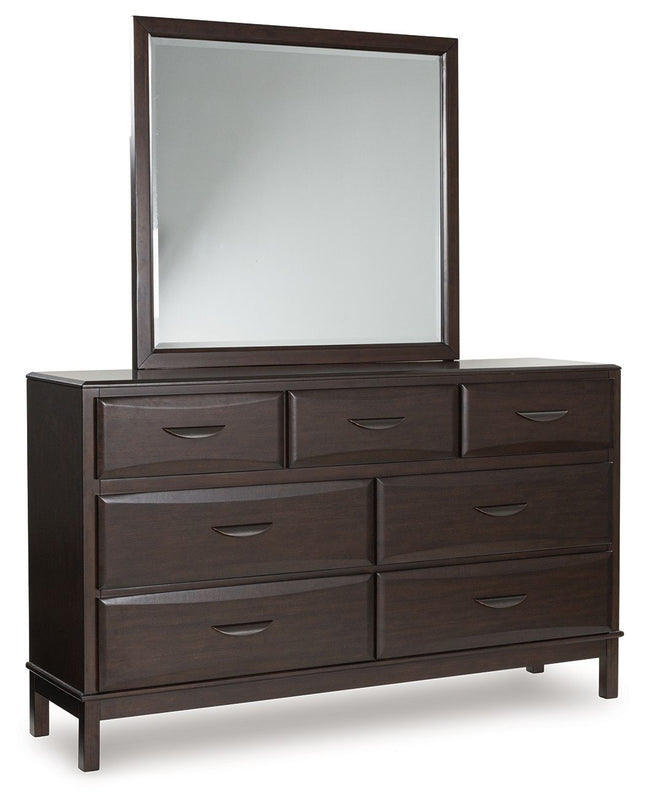 Vanmore - Dark Brown - Dresser And Mirror Benchcraft® 