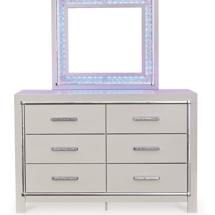 Zyniden - Silver - Dresser And Mirror Signature Design by Ashley® 