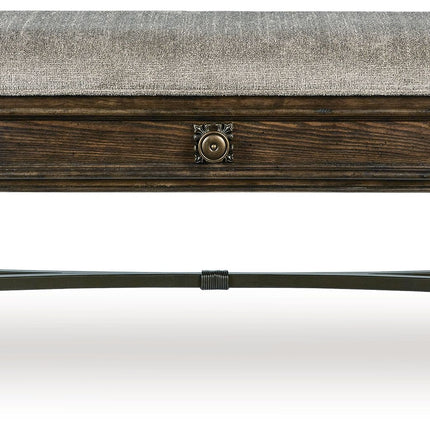 Maylee - Dark Brown - Upholstered Storage Bench Signature Design by Ashley® 