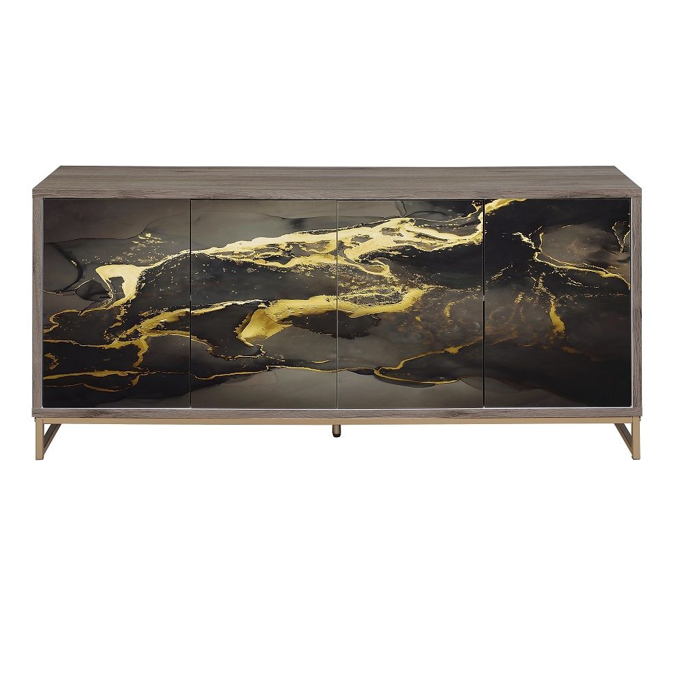 Payo - Console Cabinet - Black Marble Print Oak Champagne - Tony's Home Furnishings