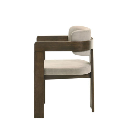 Destin - Side Chair - Light Gray Fabric & Walnut Finish ACME 