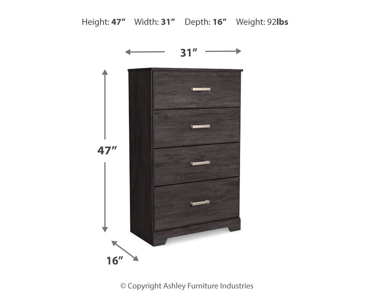 Belachime - Charcoal - Four Drawer Chest Ashley Furniture 