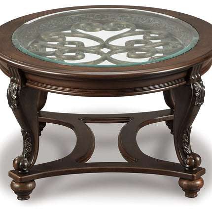 Norcastle - Dark Brown - Oval Cocktail Table Ashley Furniture 