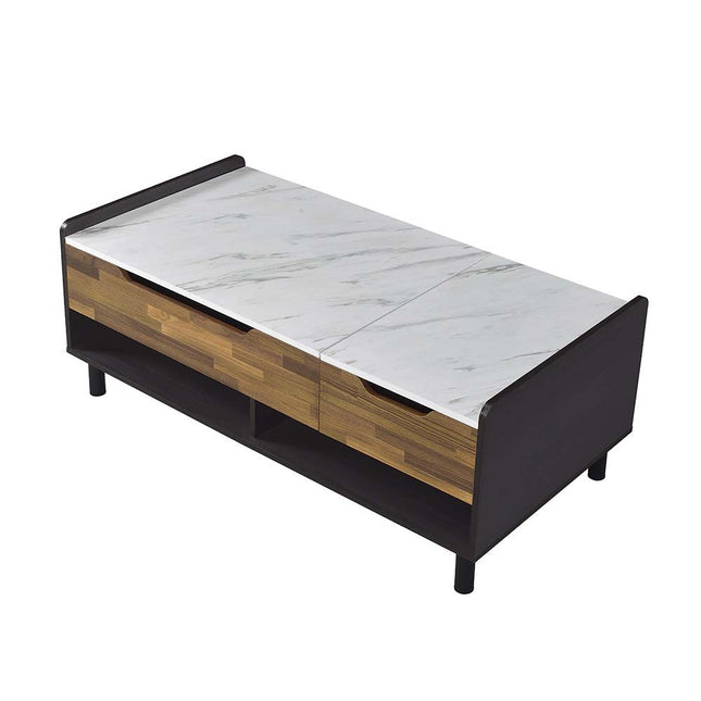 Axel - Coffee Table - Marble, Walnut & Black Finish ACME 