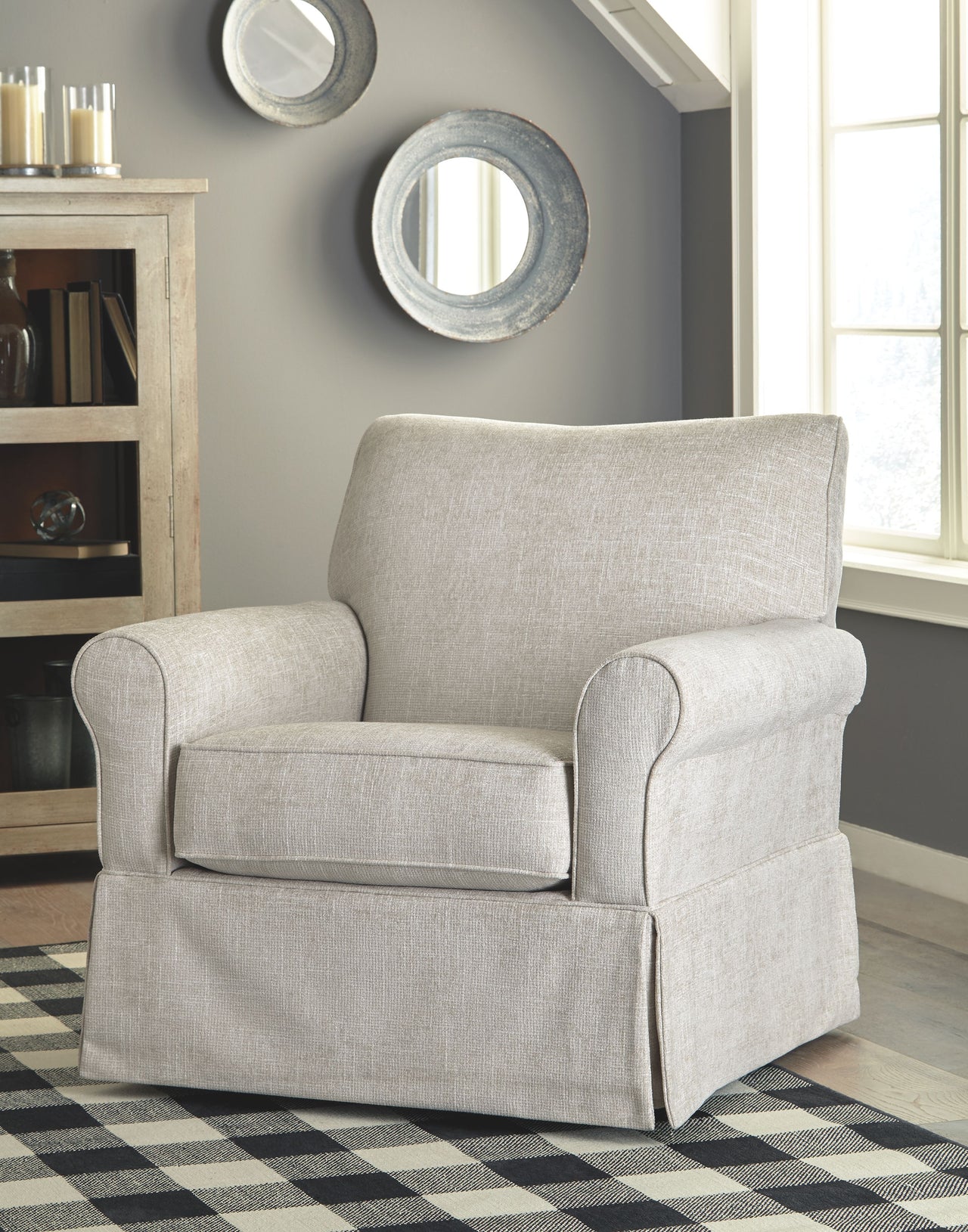 Searcy - Quartz - Swivel Glider Accent Chair - Tony's Home Furnishings