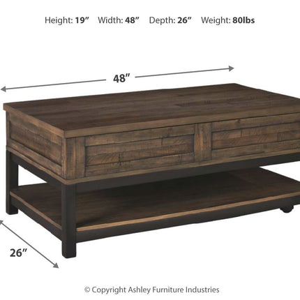 Johurst - Grayish Brown - Lift Top Cocktail Table Ashley Furniture 