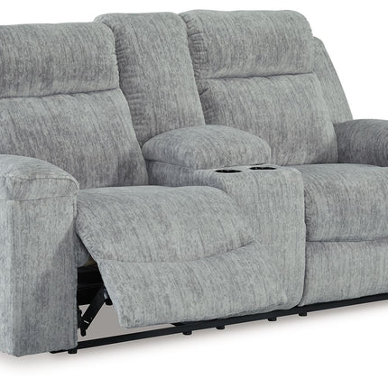 Buntington - Pewter - Dbl Reclining Loveseat With Console Benchcraft® 