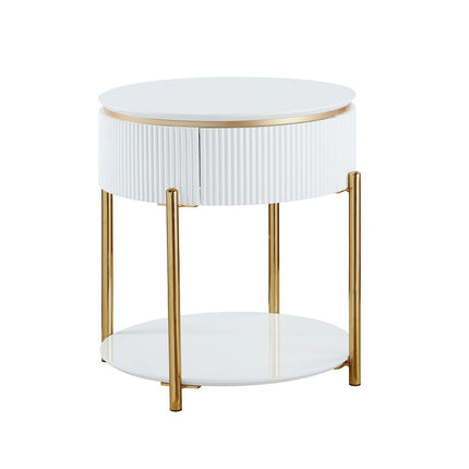 Daveigh - End Table - White High & Gold ACME 