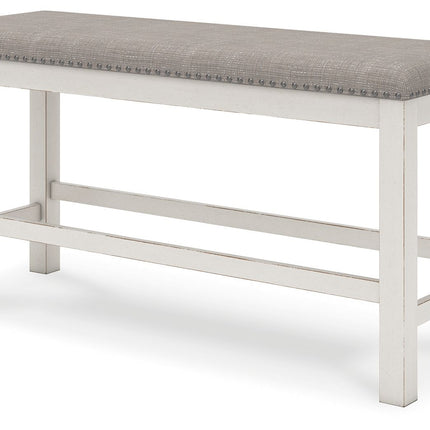 Robbinsdale - Antique White - Dbl Counter Height Upholstered Dining Bench Signature Design by Ashley® 