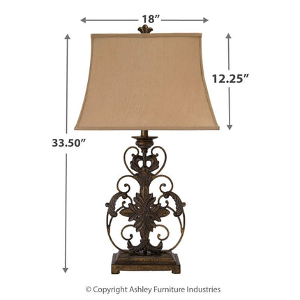 Sallee - Gold Finish - Poly Table Lamp Ashley Furniture 