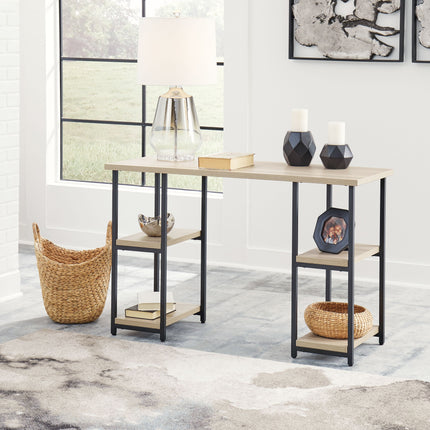 Waylowe - Natural / Black - Home Office Desk - Double-Shelf Pedestal Signature Design by Ashley® 