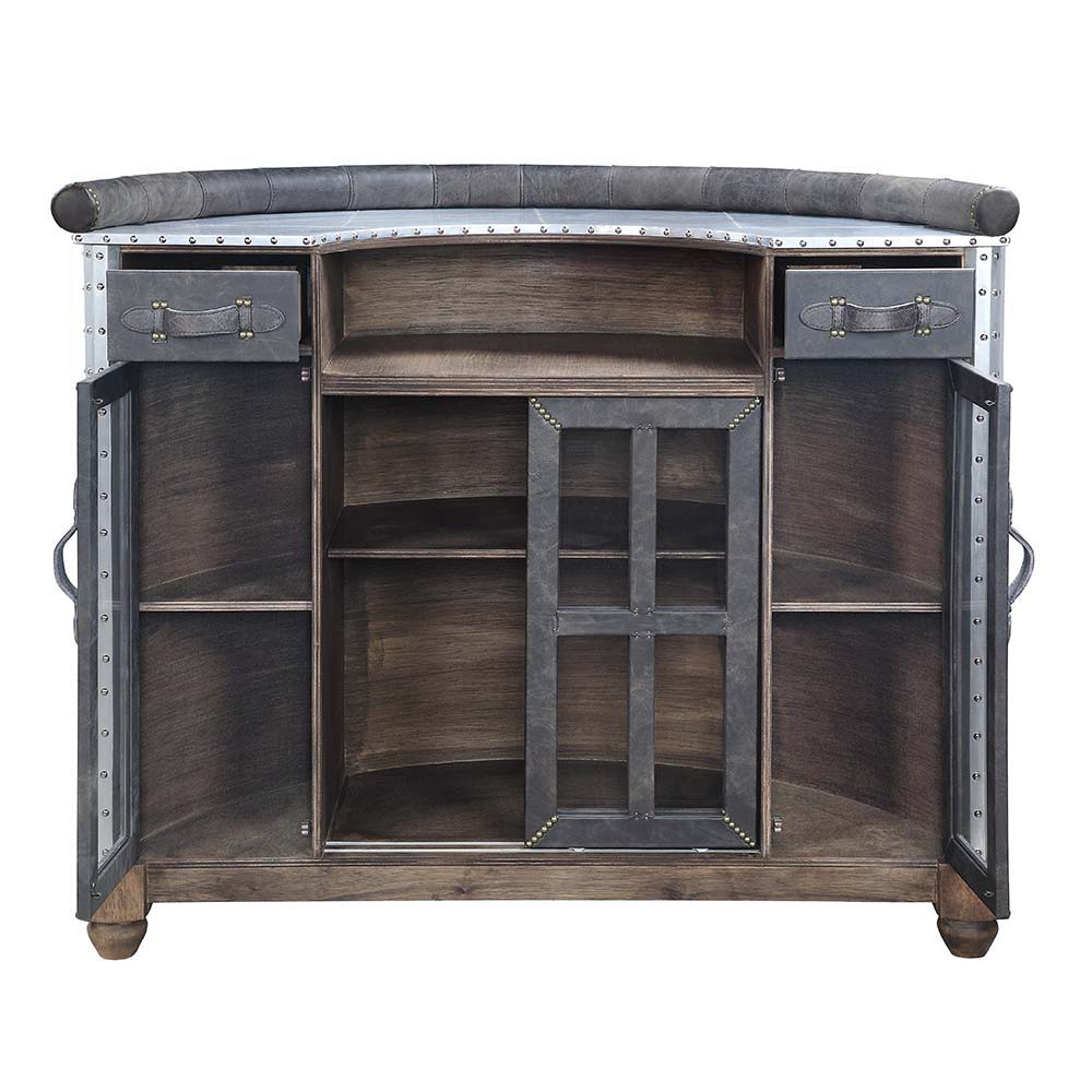 Rahma - Bar Table - Antique Ebony Top Grain Leather & Aluminum ACME 