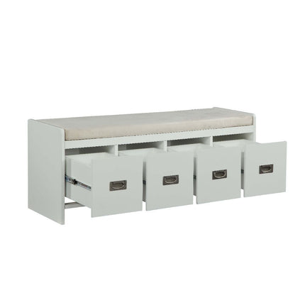 Berci - Bench - Beige Fabric & White ACME 