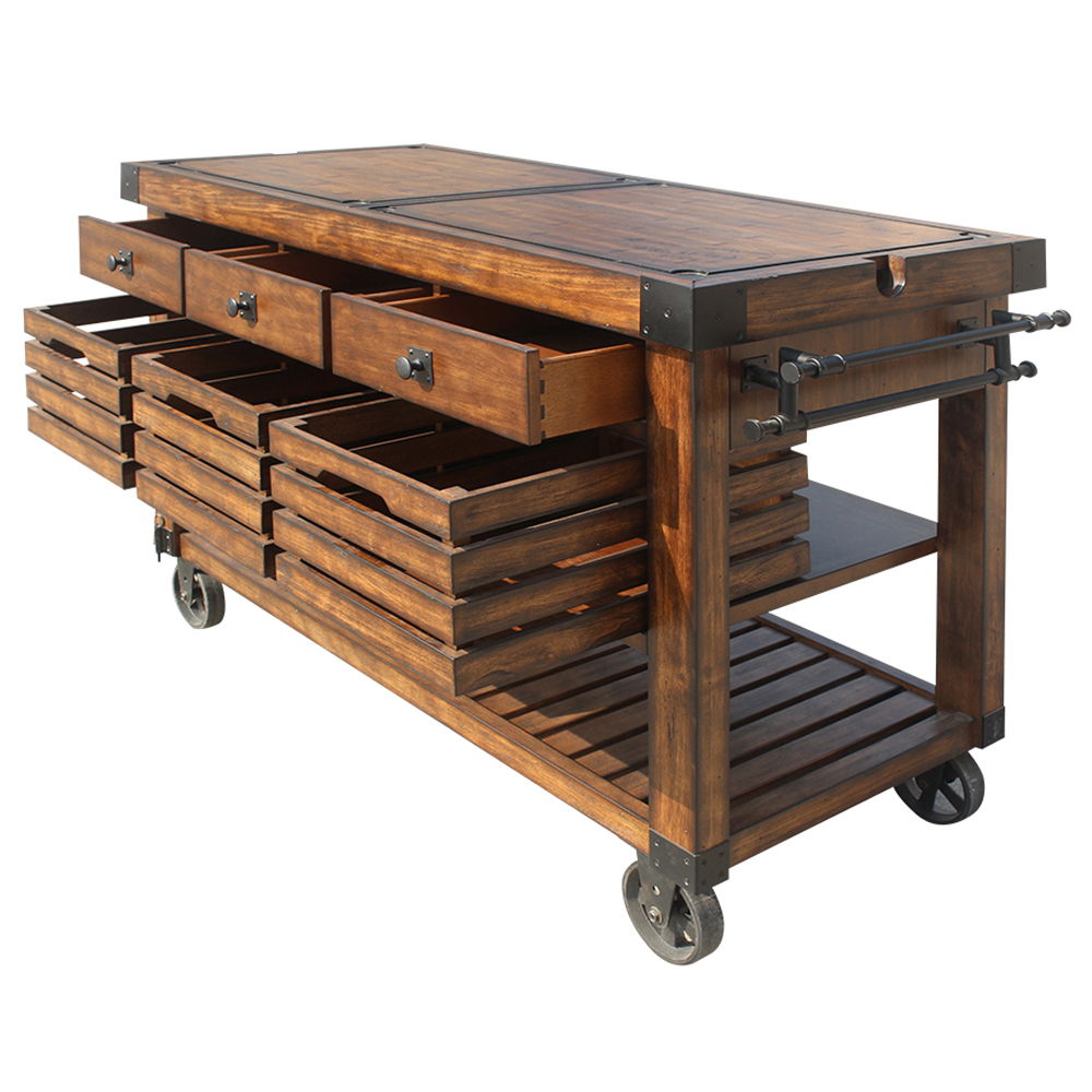 Kaif - Kitchen Cart - Distressed Chestnut ACME 