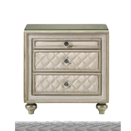 Lucienne - Nightstand - Beige Velvet - Tony's Home Furnishings