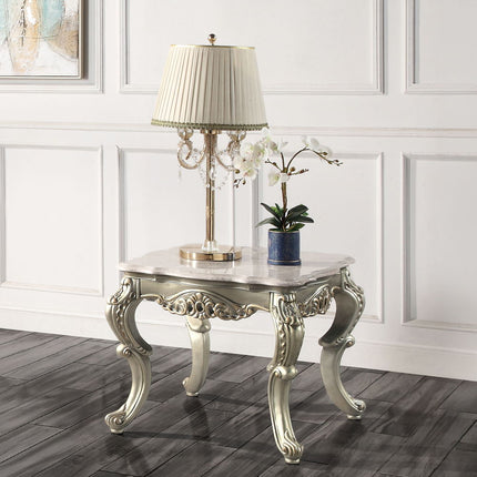 Miliani - End Table With Marble Top - Natural Antique Bronze - Tony's Home Furnishings