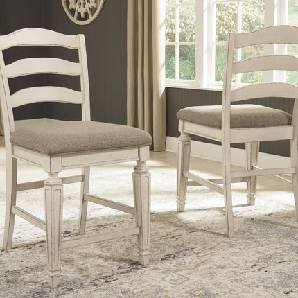 Realyn - Chipped White - Upholstered Barstool (Set of 2) Ashley Furniture 