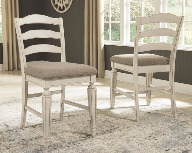 Realyn - Chipped White - Upholstered Barstool (Set of 2) Ashley Furniture 