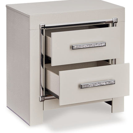 Zyniden - Silver - Two Drawer Night Stand Signature Design by Ashley® 