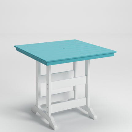 Eisely - Turquoise / White - Square Counter Tbl W/Umb Opt Signature Design by Ashley® 