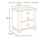 Thumbnail for Willowton - Brown / Beige / White - Two Drawer Night Stand - Tony's Home Furnishings