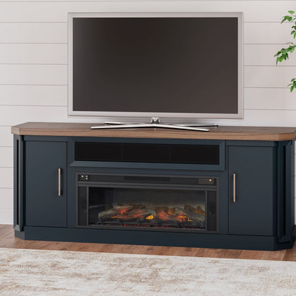 Landocken - Two-tone - 83" TV Stand With Electric Fireplace Signature Design by Ashley® 