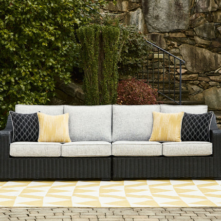 Beachcroft - Black / Light Gray - 2-Piece Outdoor Loveseat With Cushion Signature Design by Ashley® 