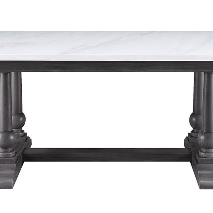 Yabeina - Dining Table - Marble Top & Gray Oak Finish ACME 