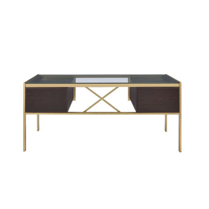 Yumia - Desk - Gold & Clear Glass ACME 