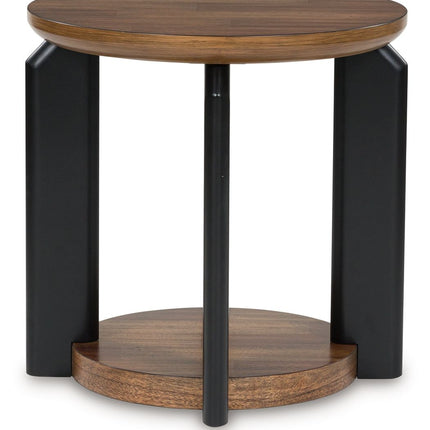 Kraeburn - Brown / Black - Round End Table Signature Design by Ashley® 