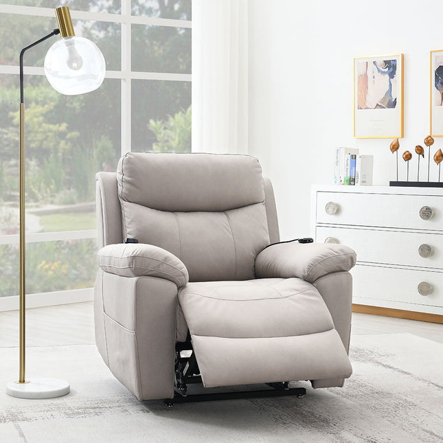 Chriki - Power Recliner With Lift & Heating & Massage - Beige Chenille & Black Finish ACME 