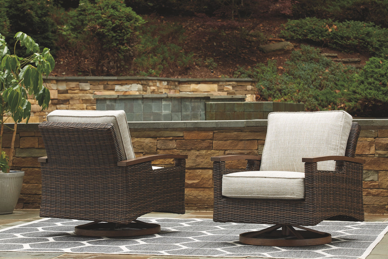 Paradise Trail - Medium Brown - 5 Pc. - Conversation Set With 4 Swivel Lounge Chairs - Tony's Home Furnishings