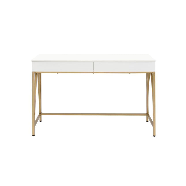 Lightmane - Desk - White High Gloss & Gold ACME 