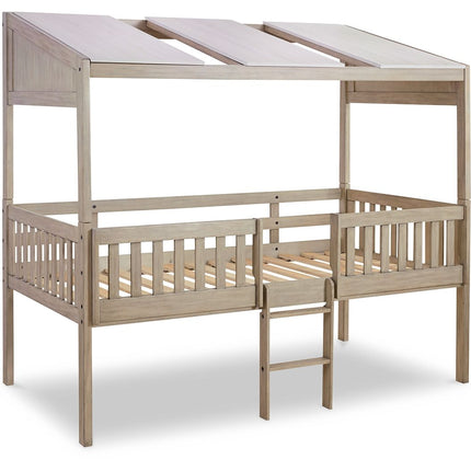 Wrenalyn - White / Brown / Beige - Twin Loft Bed With Roof Panels Signature Design by Ashley® 