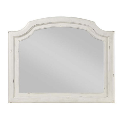 Jaqueline - Mirror - Light Gray Linen & Antique White Finish ACME 