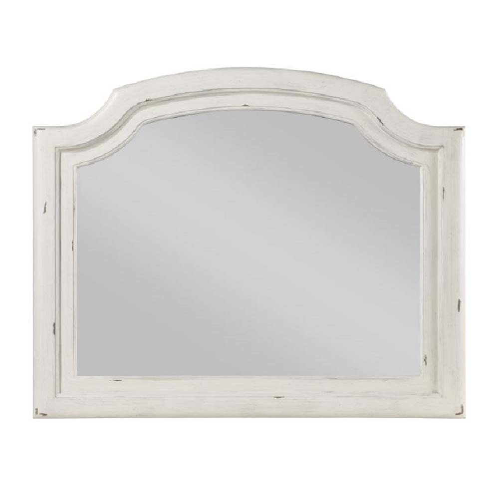 Jaqueline - Mirror - Light Gray Linen & Antique White Finish ACME 