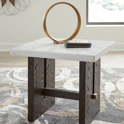 Burkhaus - White / Dark Brown - Rectangular End Table Signature Design by Ashley® 