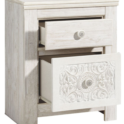 Paxberry - Whitewash - Two Drawer Night Stand Ashley Furniture 