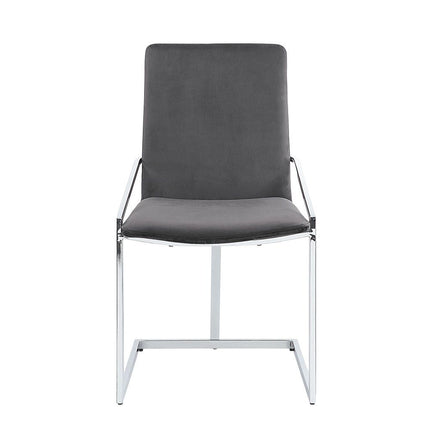 Zlatan - Side Chair (Set of 2) - Gray Velvet & Chrome ACME 