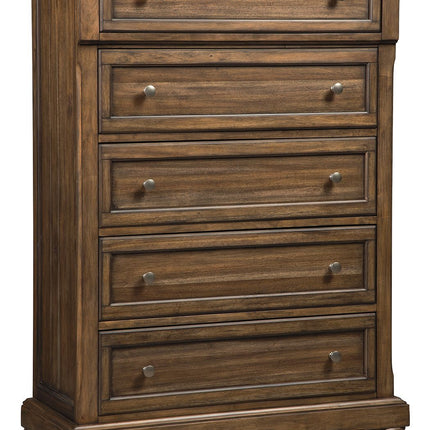 Flynnter - Medium Brown - Five Drawer Chest Ashley Furniture 