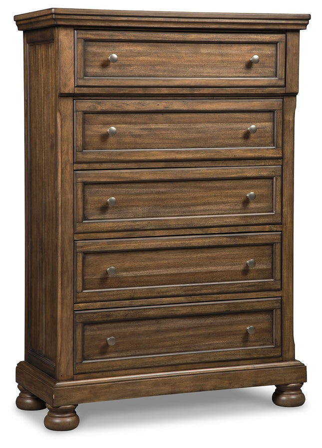 Flynnter - Medium Brown - Five Drawer Chest Ashley Furniture 