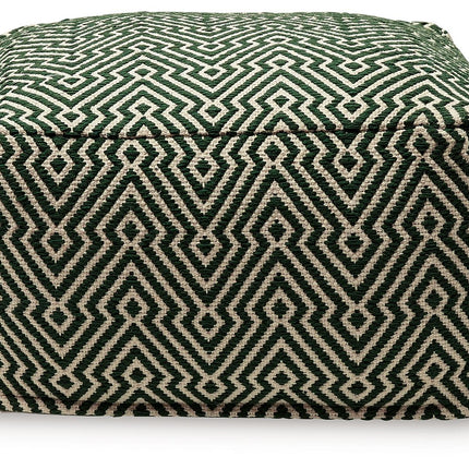 Abacy - Green / Ivory - Pouf Signature Design by Ashley® 