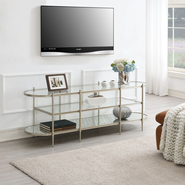 Zaba - TV Stand - Glass Top & Silver - Tony's Home Furnishings