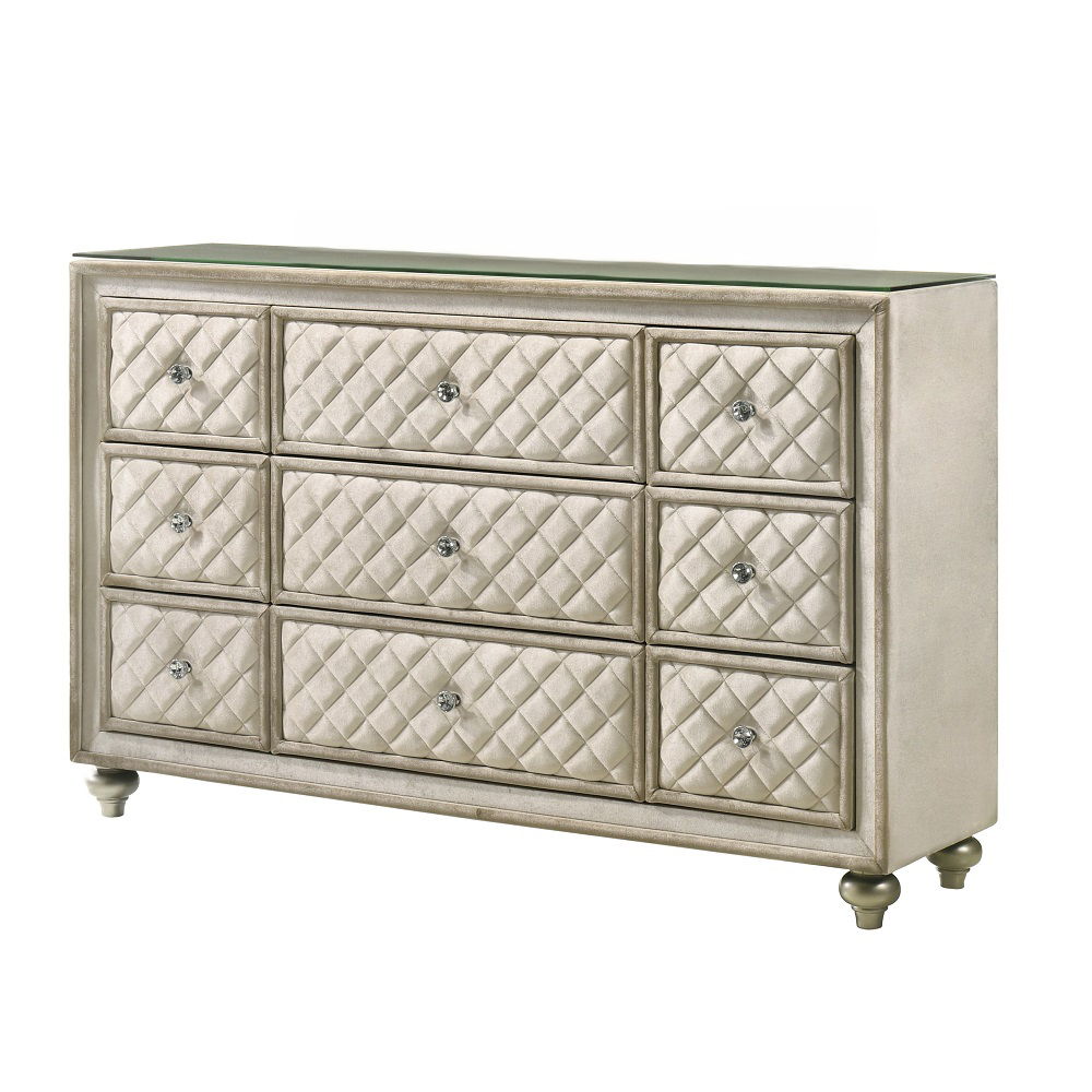 Lucienne - Dresser - Beige Velvet - Tony's Home Furnishings